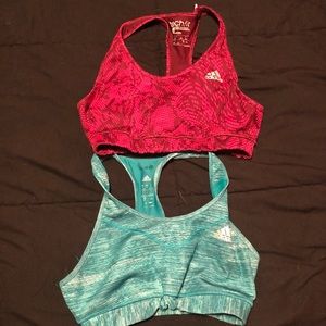 Adidas blue sports bra, size medium, condition still good.